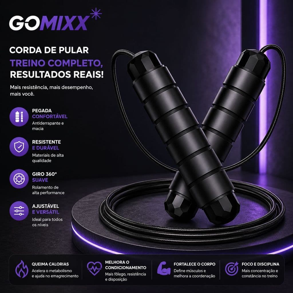 Corda De Pular Profissional Ajustavel Crossfit Malhar Saúde Corda de Pular  Rolamento Funcional  3M