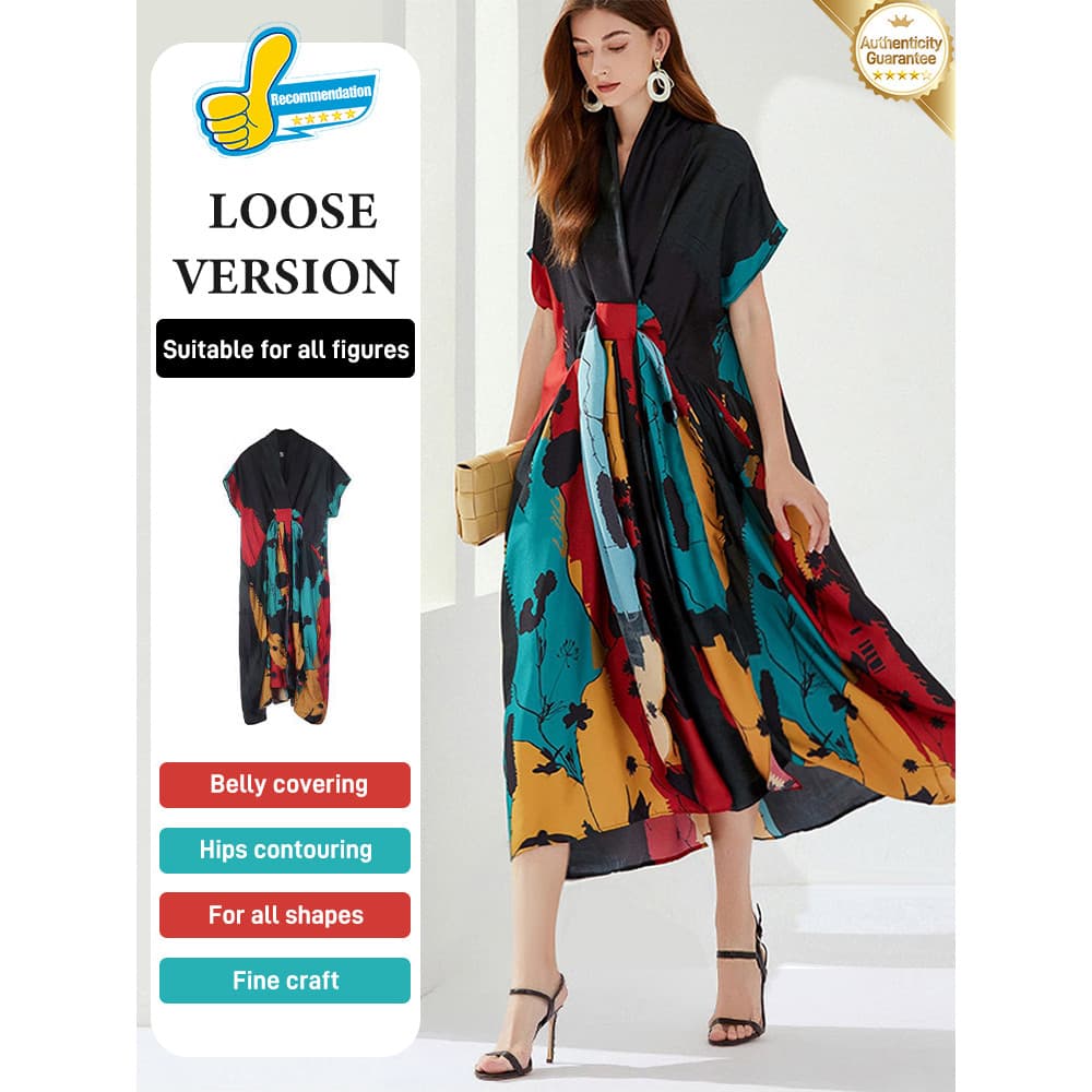 【Design Exclusivo】Vestido Com Laço Fluido Em Seda Natural/Vestido de Seda/Vestido Feminino/Look Casual