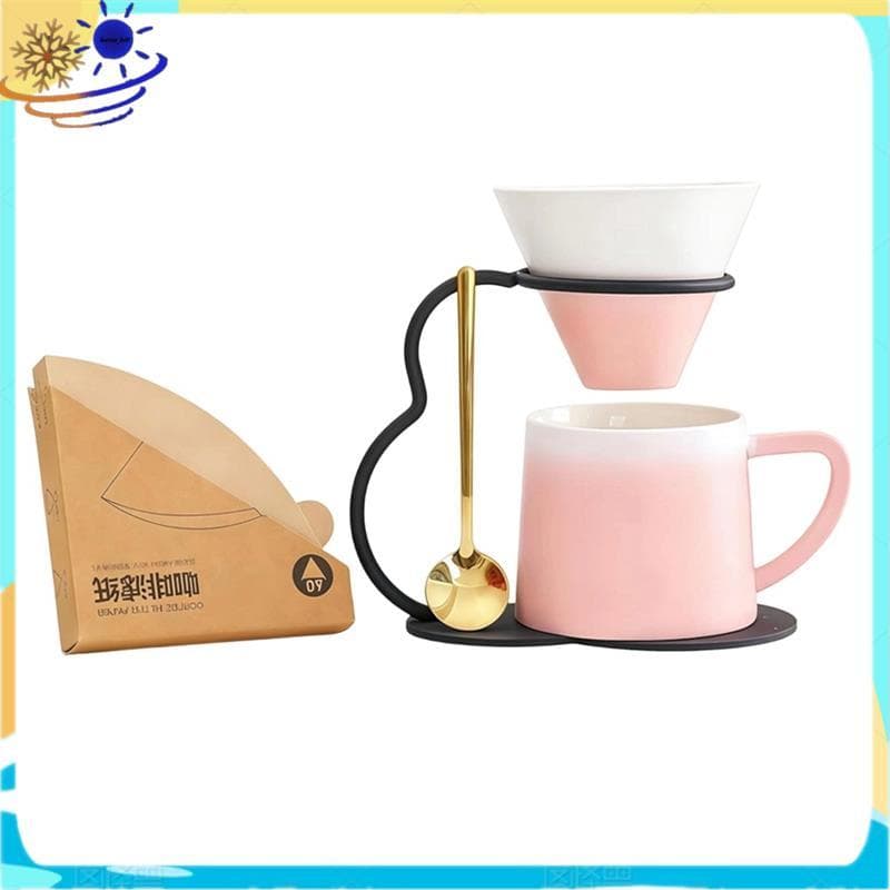 [Le's Shop] Conjunto De Cafeteira Para Despejar , De Cerâmica Com Gotejador , Suporte De Metal E 40 Filtros De Papel , C