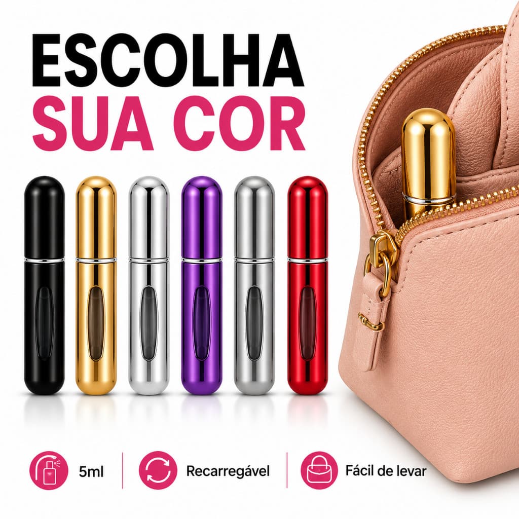 KIT 3/6/9 Porta Perfume 5ml Frasco Recarregável Portátil Spray - Kit Viagem