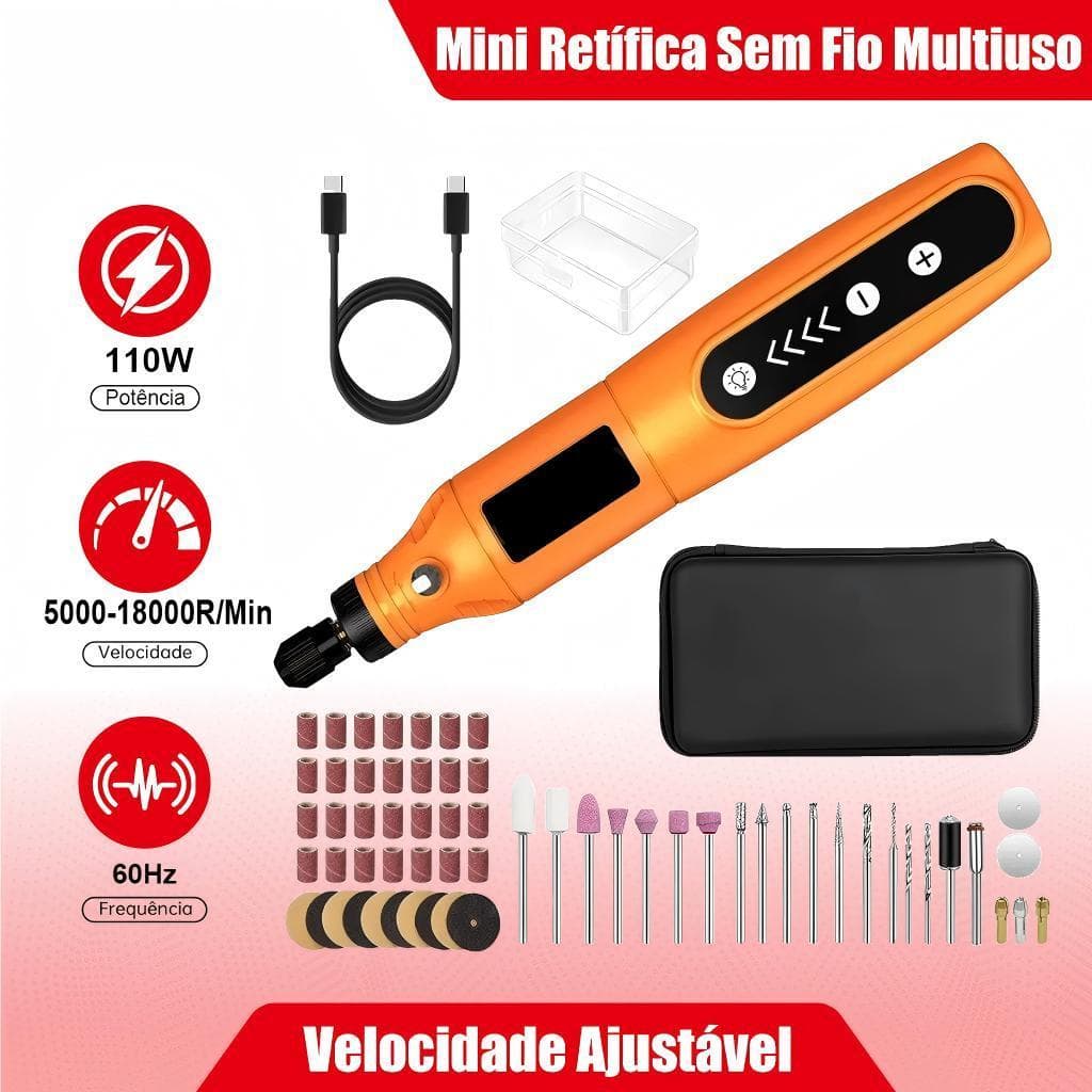 Mini Retífica Sem Fio Multiuso - Ferramenta Rotativa com 66 Acessórios para Uso Versátil | micro retifica