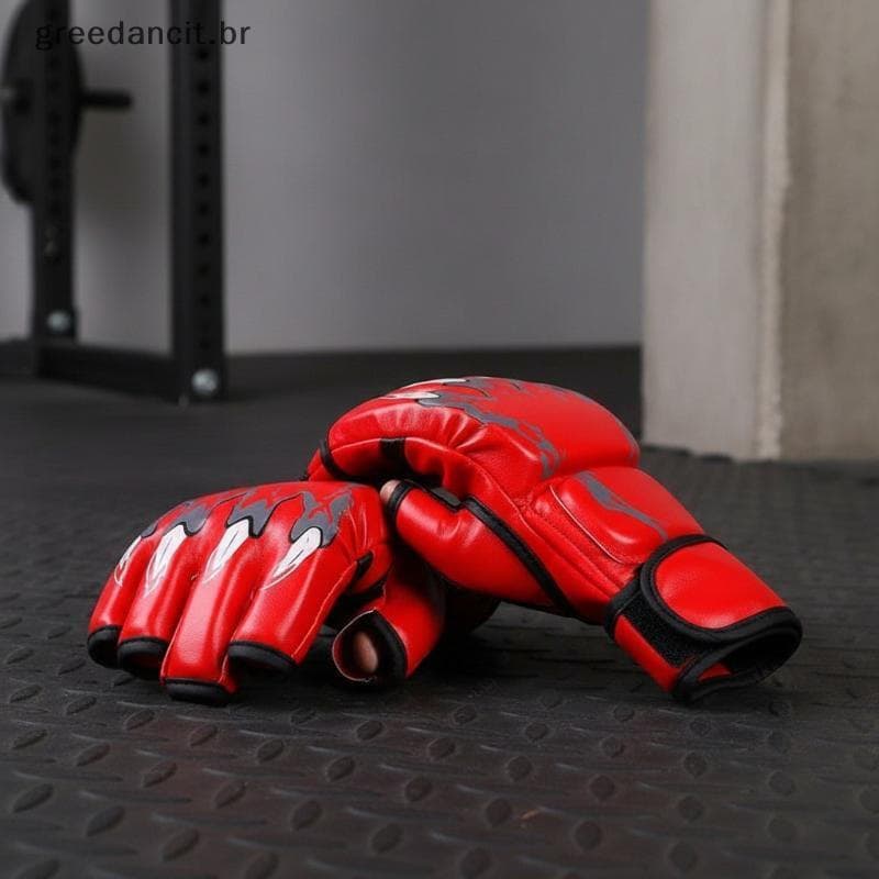 MA 1 Par De Luvas De Boxe PU Com Meio Dedo Saco De Areia Taekwondo Muay Thai Equipamento De Treinamento Profissional