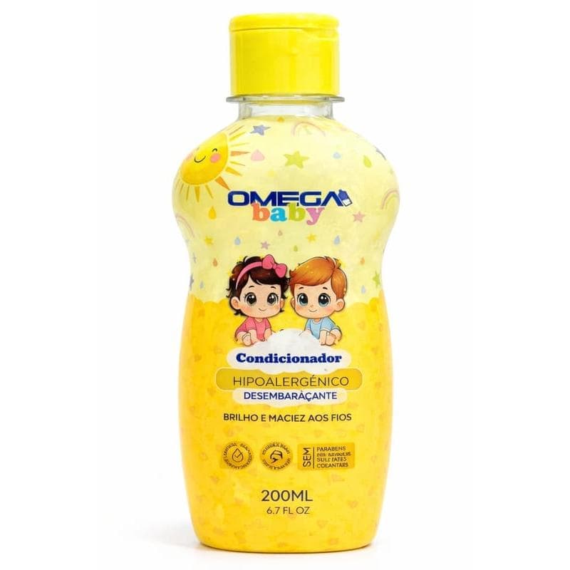 Condicionador Omega Baby 200ml Desembaraçante Infantil - Hidratação e Maciez para Bebês