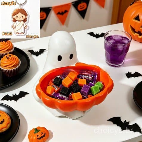 Nova e Popular Decoração de Halloween em Forma de Fantasma para Doces, para Festas e Decorações de Mesa no Brasil, Artes