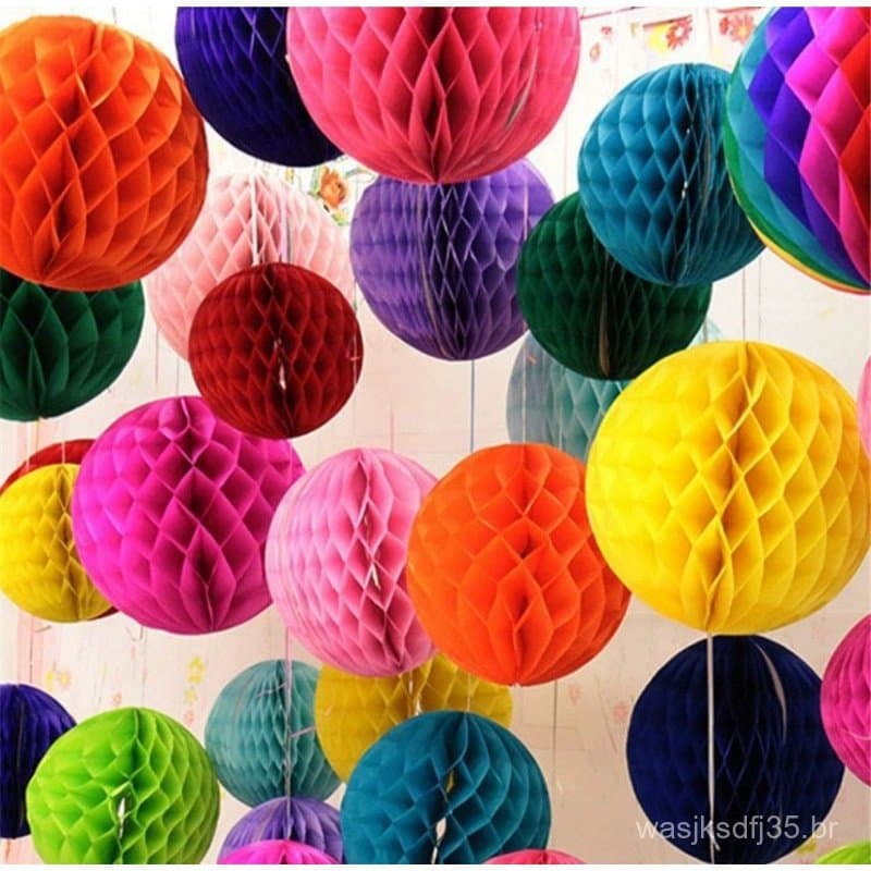 Balões Orientais Japoneses, Favo de Mel Colorido, Lanternas Chinesas, Decorações de Papel, 20 cm, Dia das Crianças