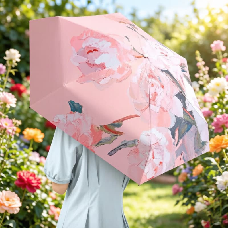 Guarda-chuvas com 50% de desconto no atacado, guarda-sóis de bolso de dupla função para sol e chuva, guarda-sóis feminin