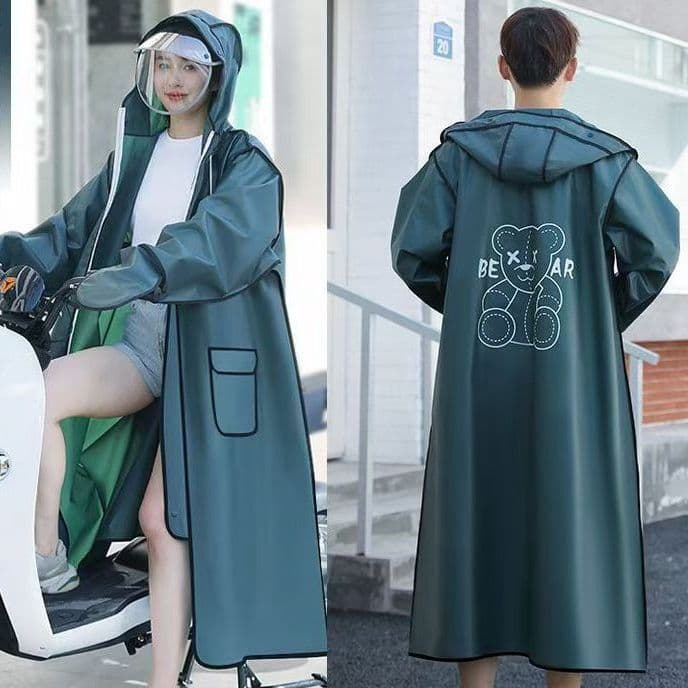 Capa de chuva masculina e feminina tipo zíper, peça única, à prova de chuva, dedicada, à prova de vento