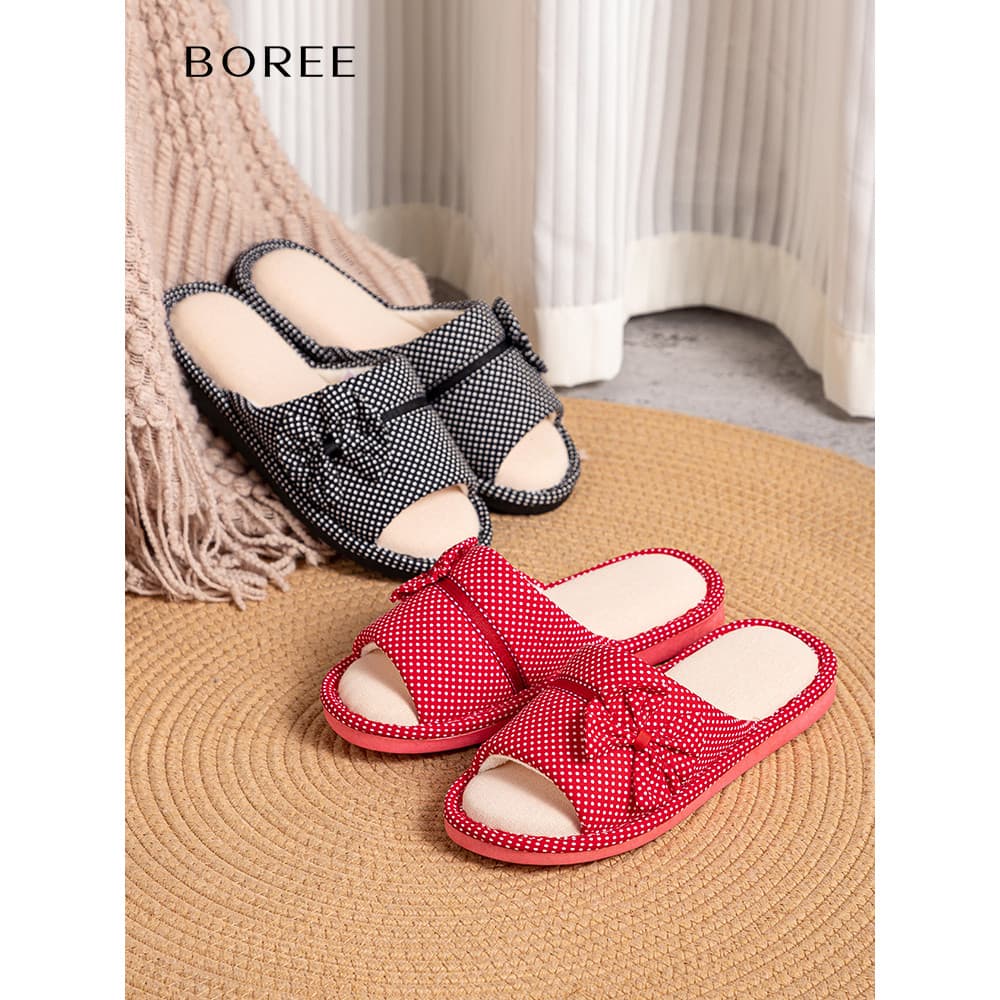 Boree/Boree Chinelos de algodão feminino outono inverno interior casa quente antiderrapante chinelos mudos confortáveis