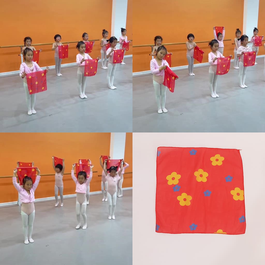 Lenço de gaze de segundo grau, lenço meio agachamento, pandeiro, dança do norte, dança chinesa, crianças, sino, gaze, ca
