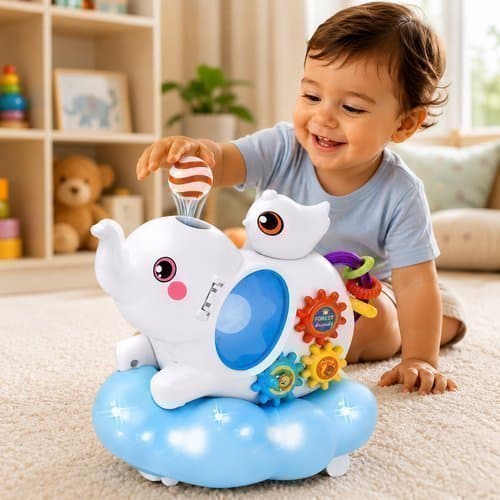 Brinquedo Musical Elefante Educativo Interativo Som Luz Crianças