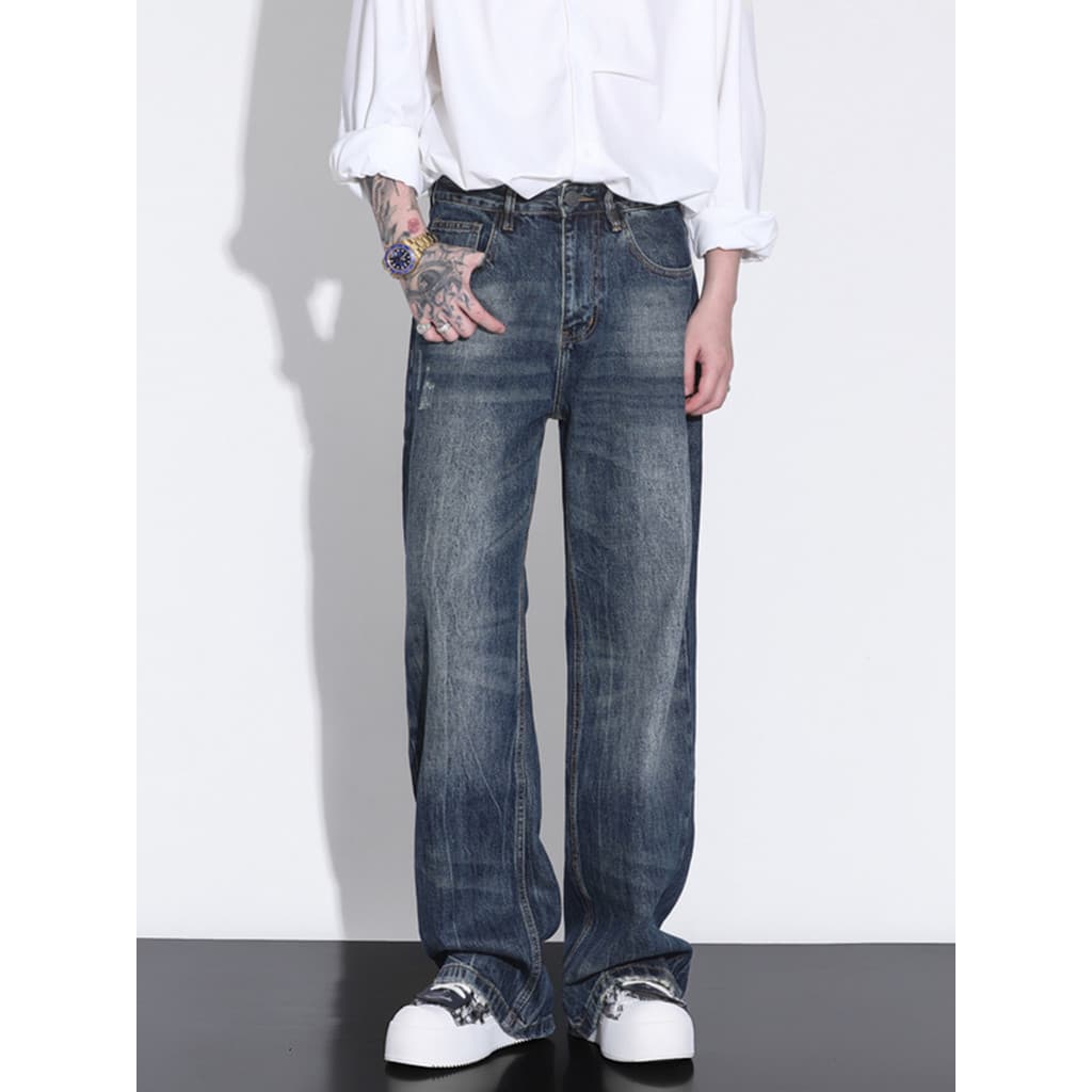 Calças de brim masculinas 2026 novo estilo high-End calças retas soltas tamanho grande calças casuais street Wear calças