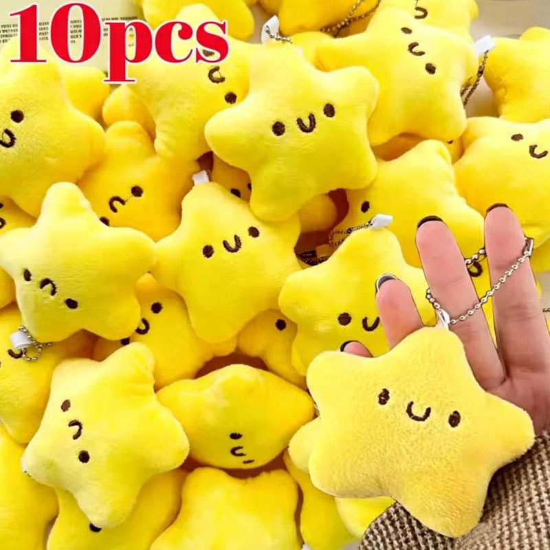 5/10 Pçs Kawaii Estrelas Chaveiro De Pelúcia Bonito Pingente Rangido Encantos Mochila Saco Acessório Presente Para Crian