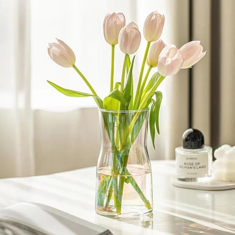 Vaso de vidro iridescente eletroplaqueado minimalista para flores secas e arranjos florais, garrafa de vidro para hidrop