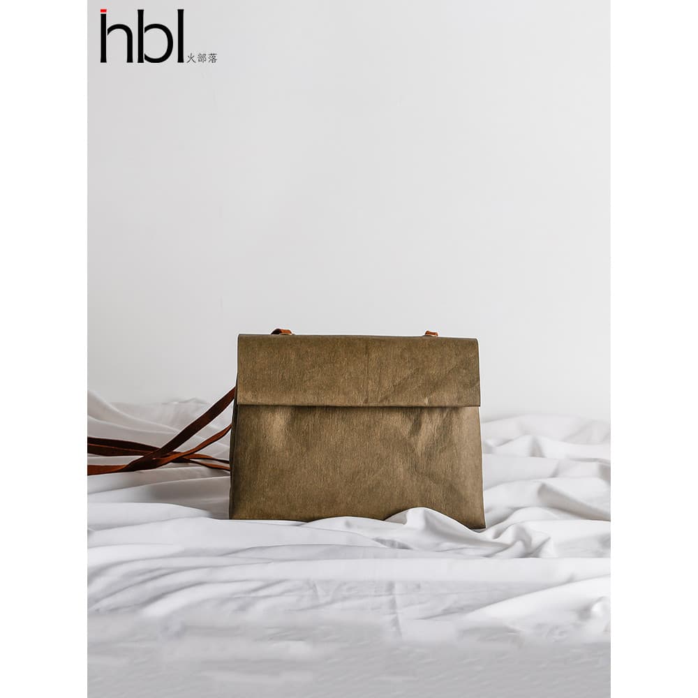 Bolsa mensageiro de papel Kraft feminina retrô literária leve bolsa de ombro japonesa ins nicho bolsa mensageiro bolsa p