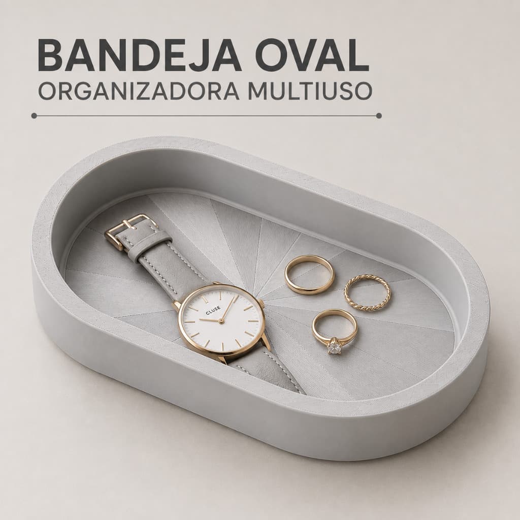 Bandeja Organizadora Porta Treco Oval Para Mesa Escritório e Casa