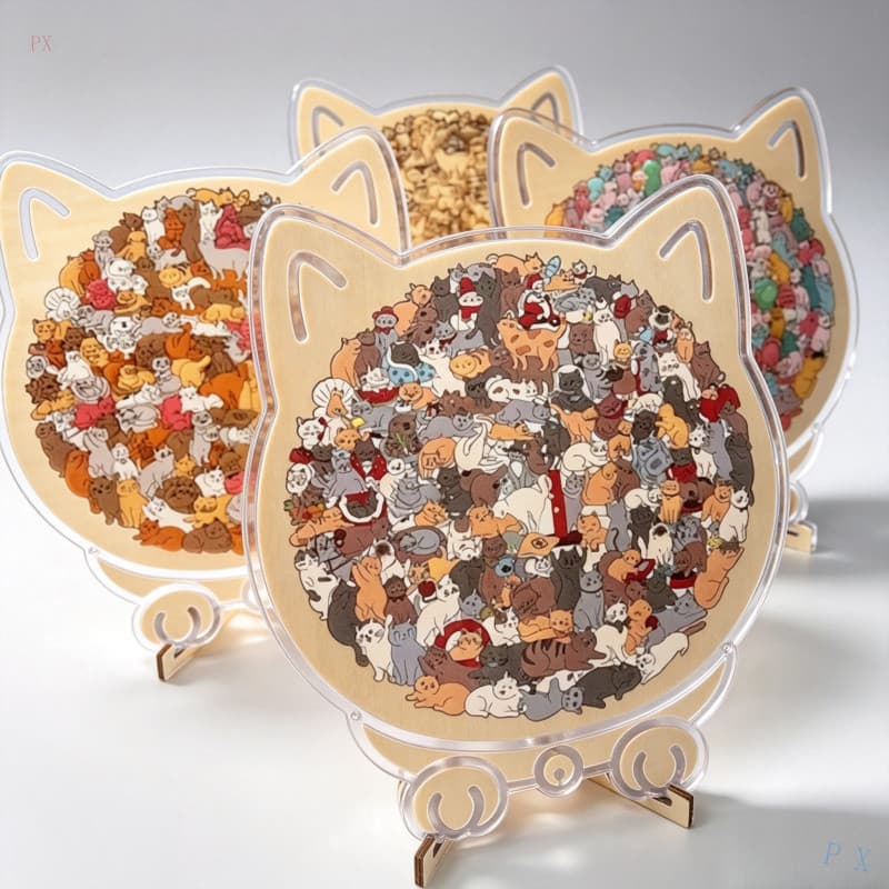 Quebra-cabeça de Madeira em Forma de Gato Morandi Colorido pwm, Animal Fofo para Decoração de Casa