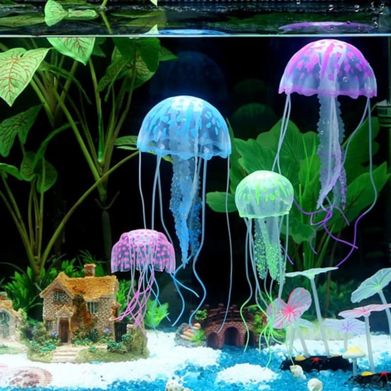 Mini Aquário Artificial com Efeito Brilhante / Água-Viva para Decoração de Aquário