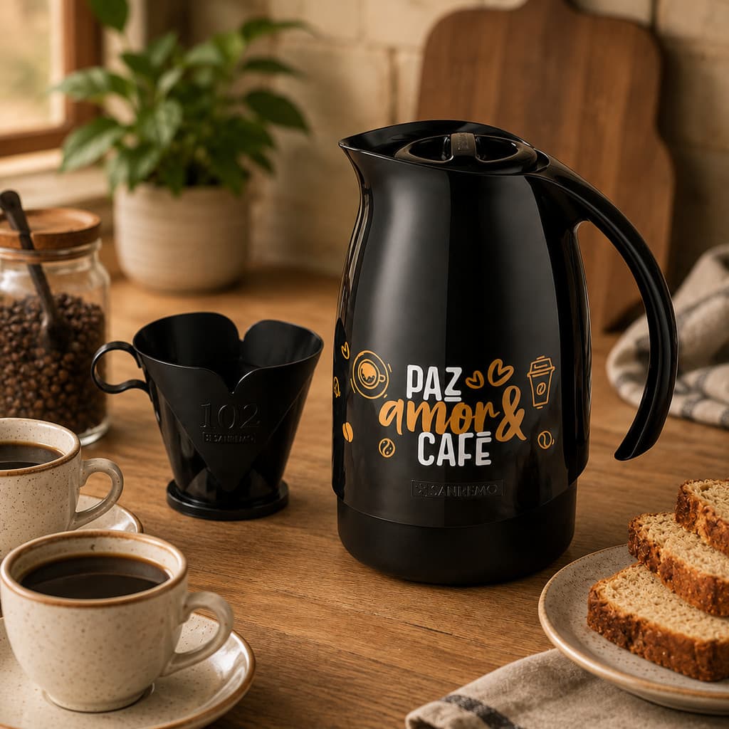 Bule Térmico Garrafa Café Suporte Filtro 102 Bebidas Quentes Cantinho do Café Garrafa Térmica Presente