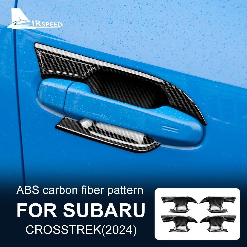 Adesivo Estilo Fibra De Carbono ABS Para Subaru Crosstrek 2024 4 Peças Porta Externa Do Carro Tigela Copo Capa Guarnição