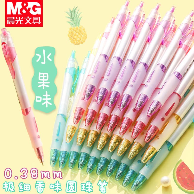 Chenguang caneta esferográfica 0.38mm Ultra-fina imprensa caneta esferográfica uso do estudante tipo imprensa fragrância