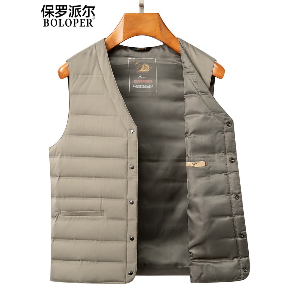 Paul para baixo colete masculino 2026 outono inverno pato branco para baixo colete leve fino pai colete quente jaqueta C