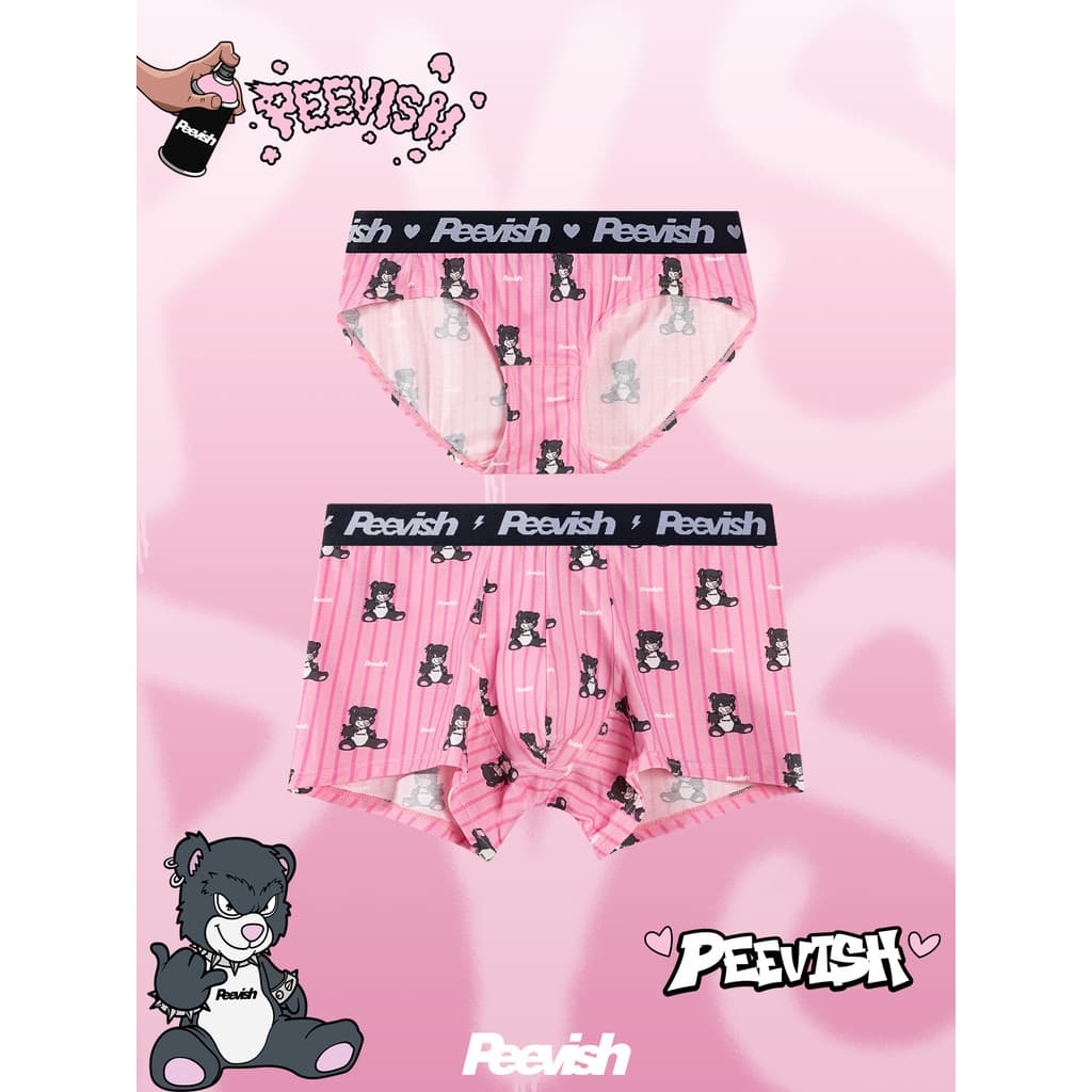 PEEVISH PEEVISH Bonito Casal Antibacteriano Puro Algodão Boxer Cuecas Meninos Cuecas Meninas Cuecas