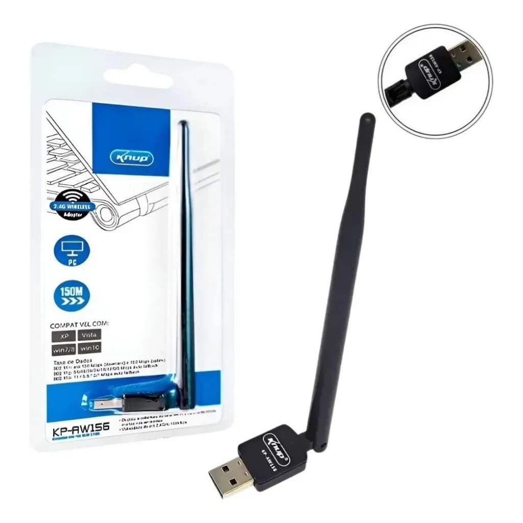 Adaptador Wi-fi 2.4ghz 150mbps Usb Wireless Knup Pc Note KP-AW156