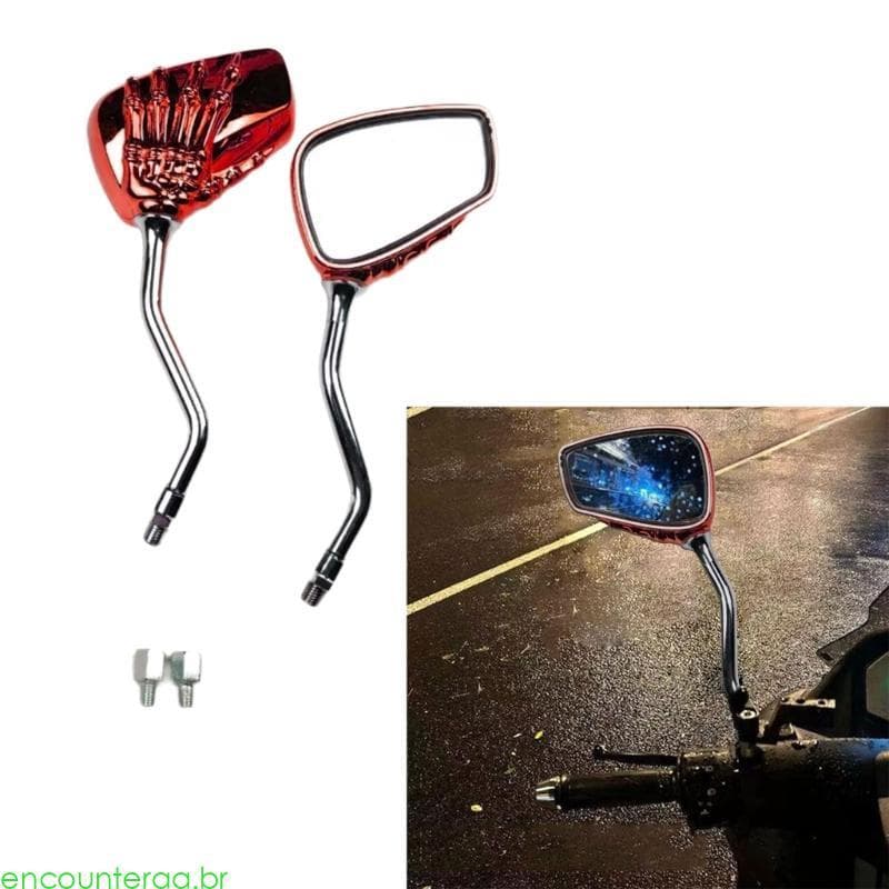 Encontrora 2 Peças Retrovisor Esqueleto De Motocicleta Mão Moto Vista Traseira