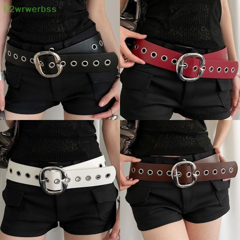 [E2wrwerbss] Cinto Largo Com Design Estilo Punk Feminino Y2k Personalidade Sentido Avançado Saia Jeans De Couro PU Acess