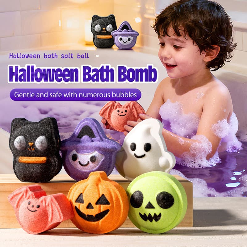 Estoque pronto Halloween Engraçado Cabeça de Abóbora Bola de Sal de Banho Fantasma Pequeno Morcego Fantasma Bola de Banh