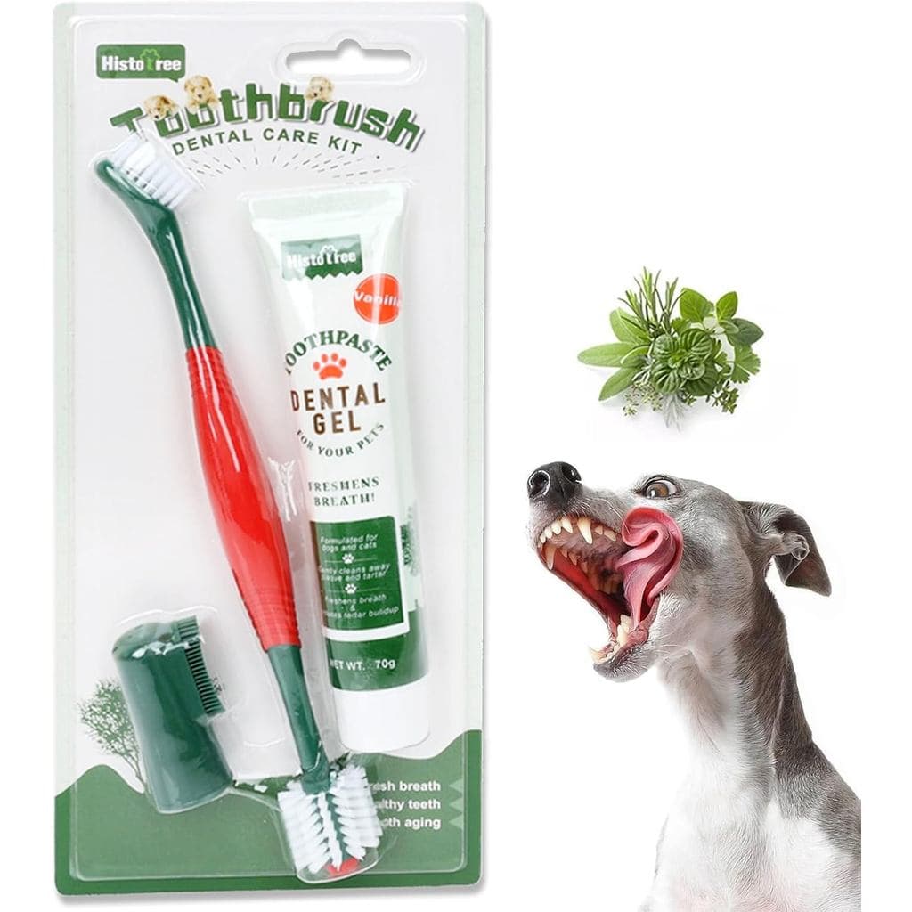 Kit de Escova de Dentes e Pasta de Dentes para Cães, Pasta de Dentes para Cães Sabor Baunilha (70g), Escova de Dentes pa