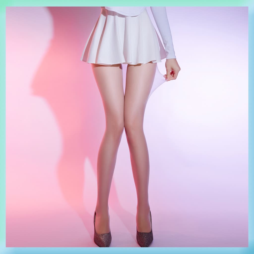 Meia-calça feminina de seda de alta densidade, cintura de malha fosca transparente de nylon, virilha sem costura de 360