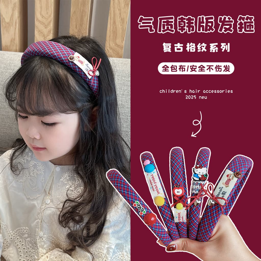 Crianças bandana meninas 2025 novo estilo versão coreana elegante estilo ocidental princesa menina Hairpin Headdress ace