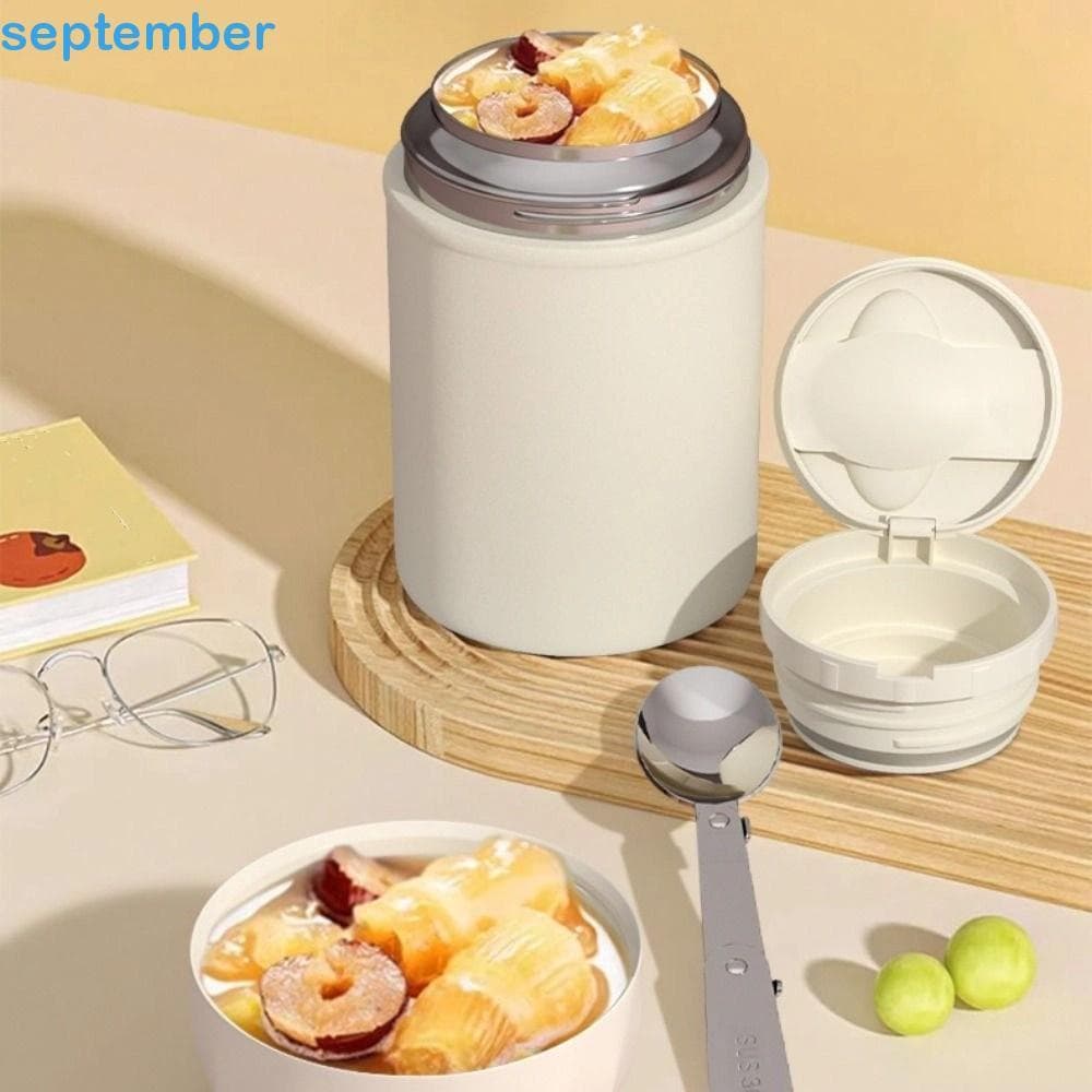 Frasco Térmico Para Alimentos SEPTEMBERB , Copo De Sopa Térmica Portátil De 500ml , Lancheira De Camada Dupla De Aço Ino