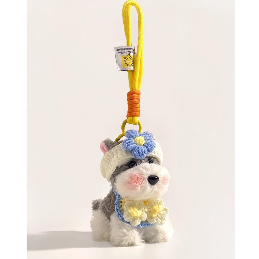 Novo bonito de pelúcia filhote de cachorro Schnauzer boneca saco pingente acessórios chaveiro casal presentes