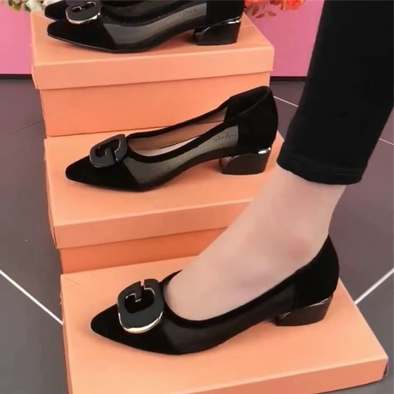Mulheres salto grosso 2026 sandálias de verão tamanho grande respirável primavera sapatos de salto baixo boca rasa sapat