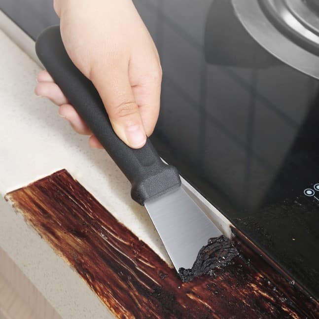 Range capô vórtice espátula pote inferior cozinha geladeira limpeza ferramenta de limpeza multifuncional espátula aço in