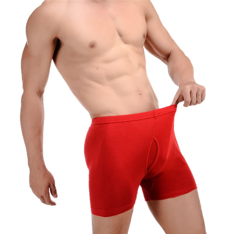 Ab cuecas boxer masculinas cintura alta algodão puro respirável vermelho Benming pai de meia-idade cuecas boxer calças d