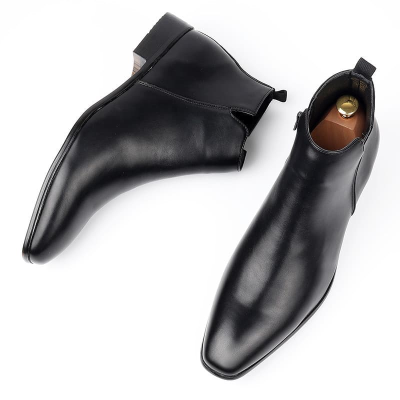 Botas masculinas Chelsea pequeno dedo do pé quadrado sapatos masculinos All-Match moda botas curtas botas de tornozelo