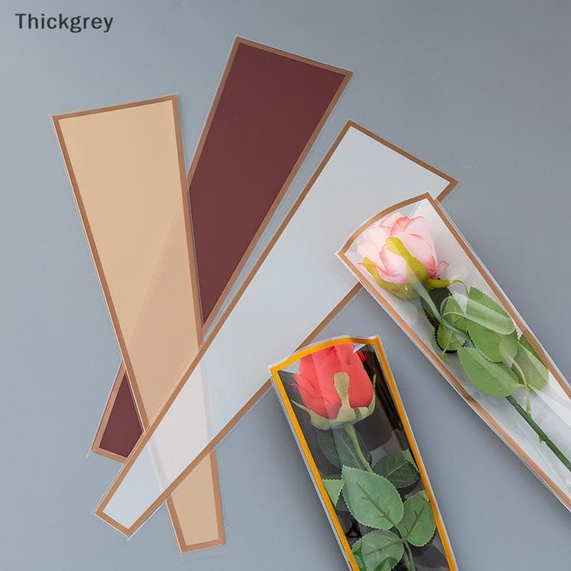 thickgrey 50 Peças Saco De Embrulho De Flores Com Mangas De Rosa Única , Sacos De Embalagem De Buquê , Envoltórios Flora