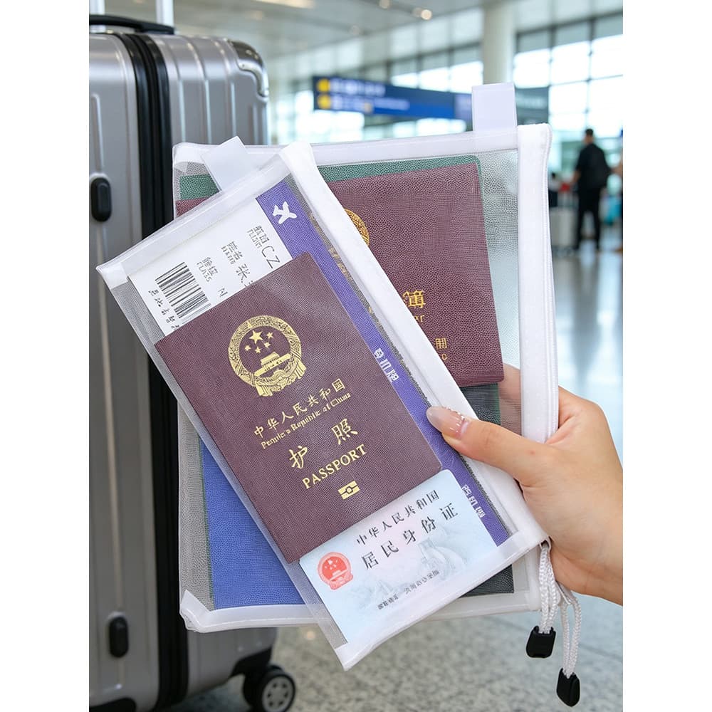 Saco de documentos saco de armazenamento de passaporte portátil no exterior viagem cartão de identificação titular do ca