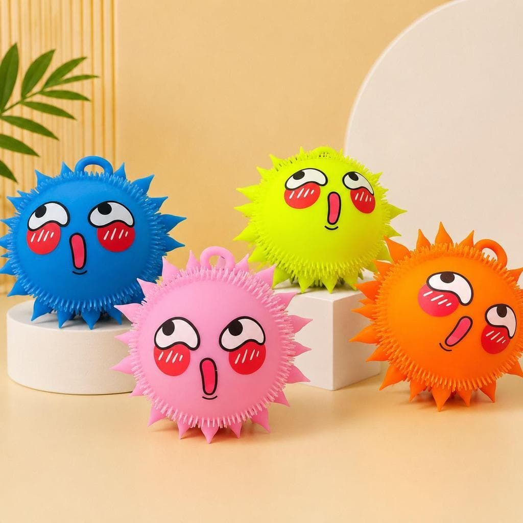 Sol Sorridente Inflável com Luz LED Brinquedo Elástico Divertido e Sensorial