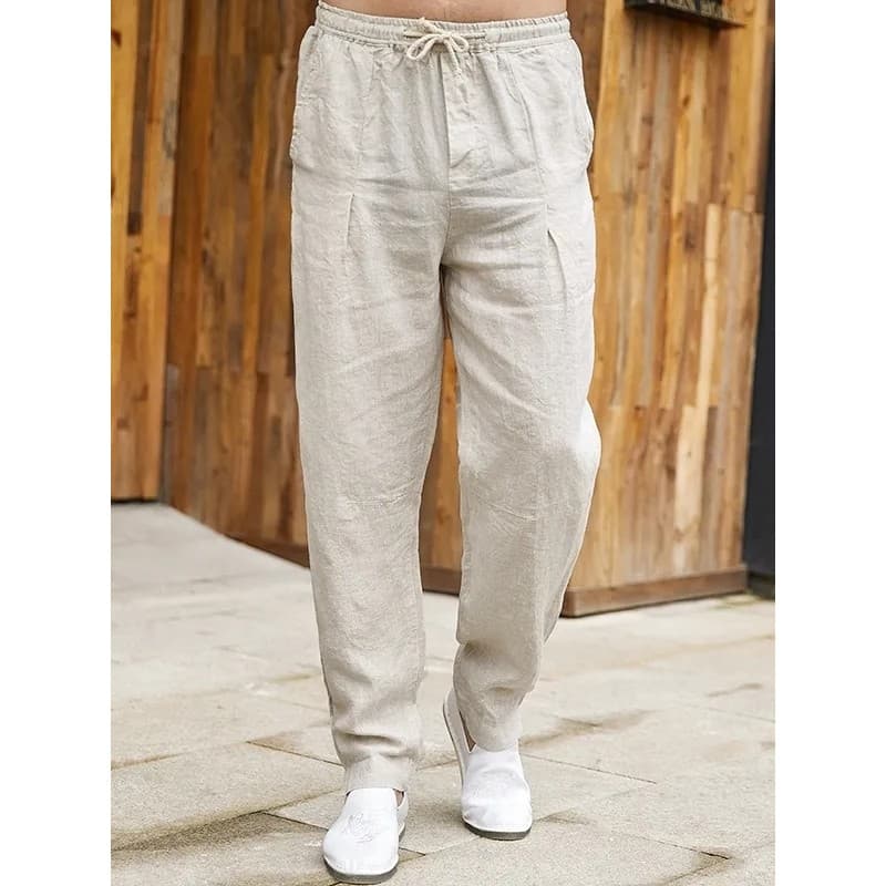 Calças de linho masculinas verão calças leves respiráveis calças casuais masculinas Street Wear solto verão calças mascu