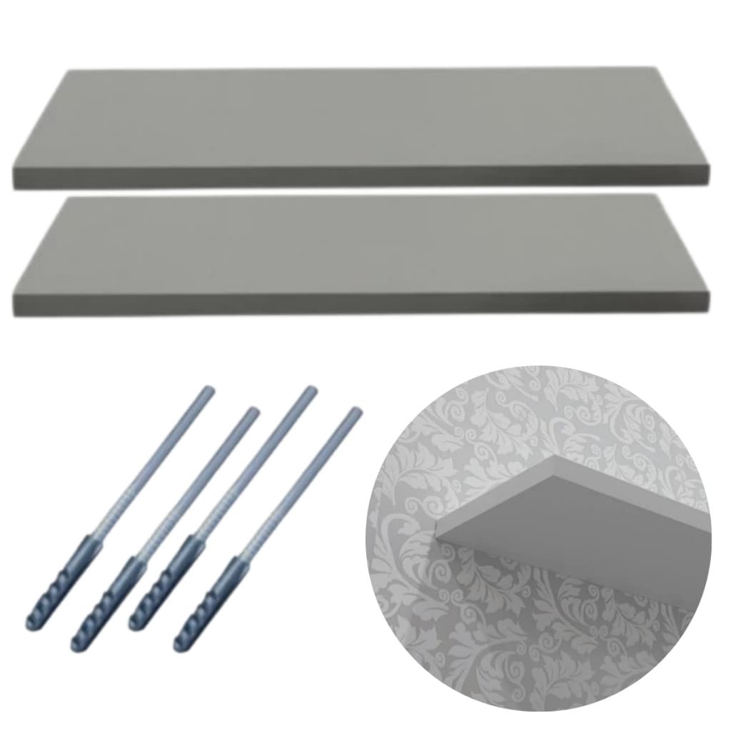 Kit 2 Prateleira Mdf 100x20 Suporte Invisível Na Cor Cinza