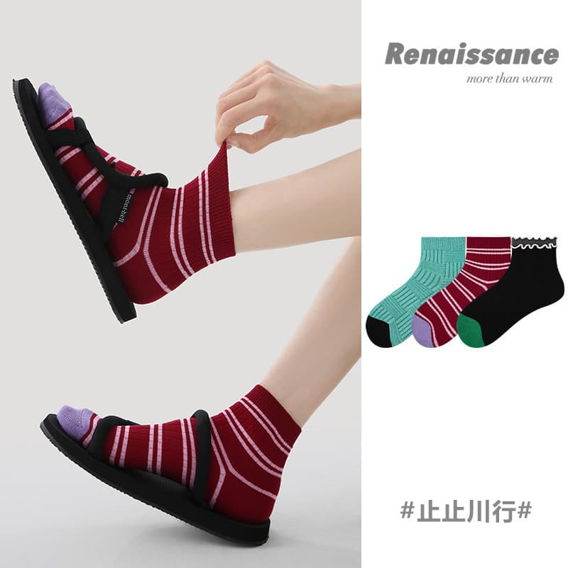 Renaissance Original meias femininas verão fungo borda meias estilo fino listras respiráveis All-Match barco meias femin