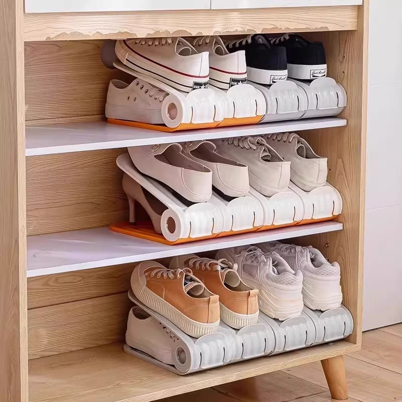 Armazenamento de sapatos que economiza espaço, ferramenta útil, caixa de sapatos, armário de sapatos, divisória em camad