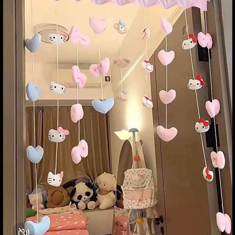 Bonito kt gato porta cortina pendurado cortina quarto sala de estar divisória cortina menina coração decoração porta cor