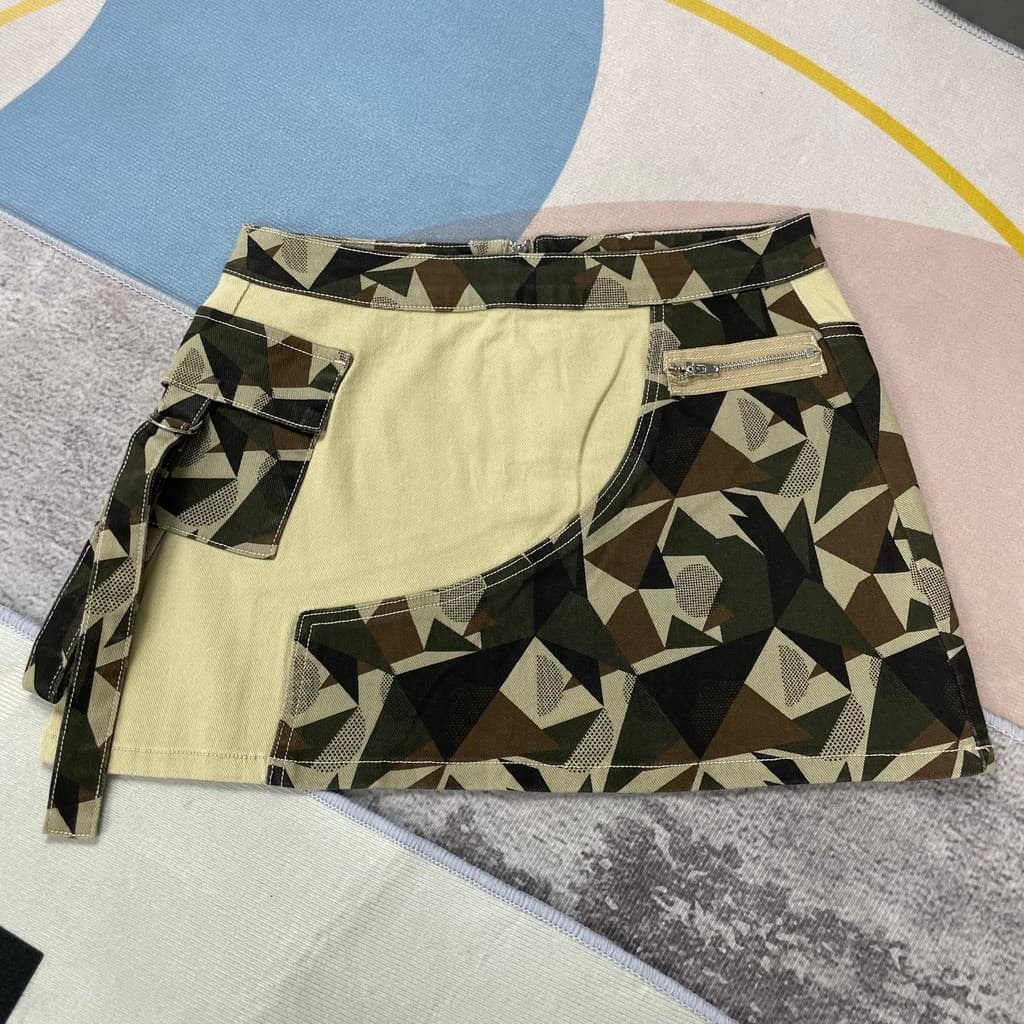 Americano Retro camuflagem macacão saia curta feminino quente menina Y2K verão cintura alta mais magro olhar solto em li