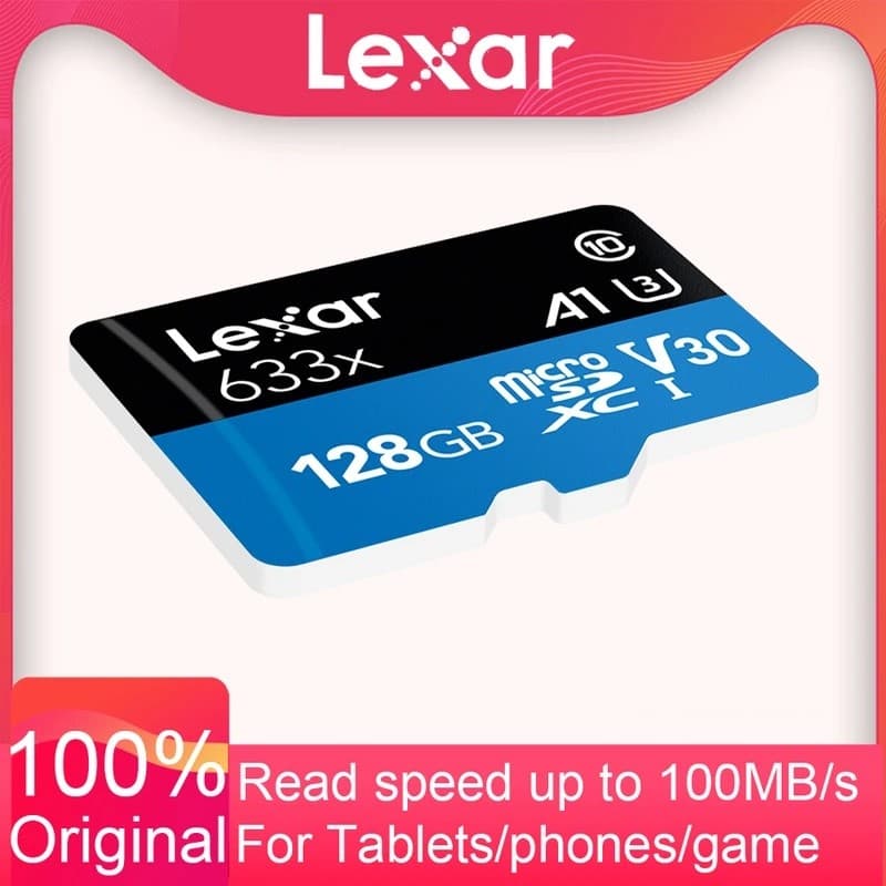 Lexar 633X Cartão De Memória 64GB 32GB 128GB Classe 10 Micro SD Cartões Flash SDHC/Dxc UHS-I Azul TF Para Dashcam/Camcor