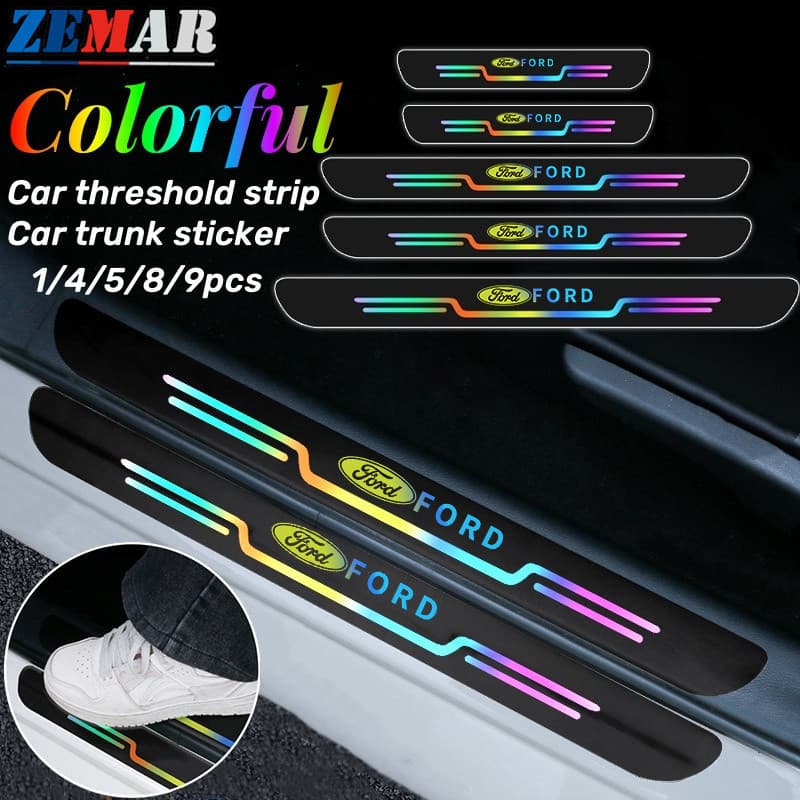Adesivo Protetor de Soleira de Porta de Carro Ford Colorido e Refletivo, Proteção Anti-Risco para Porta-Malas, para Rang